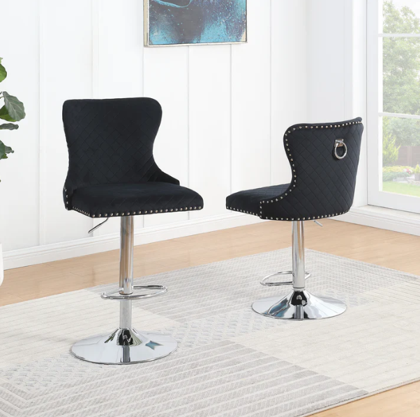 MICHEAL (ZB-7131) BLACK/SILVER BARSTOOL